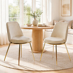 Acheter STILVORA Lot de 2 chaises de salle à manger crème en velours, pieds dorés