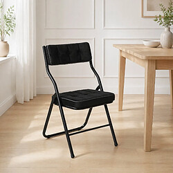 Avis STILVORA Lot de 2 chaises de salle à manger pliables noires en velours