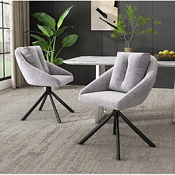 Acheter STILVORA Lot de 2 chaises de salle à manger pivotantes grises en velours