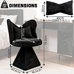 STILVORA Chaise de coiffeuse pivotante noire en velours chenille, dossier papillon pas cher