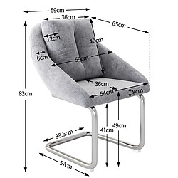 STILVORA Lot de 2 chaises de salle à manger en velours gris avec accoudoirs pas cher
