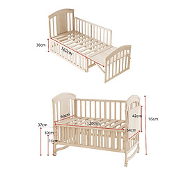 STILVORA Lit bébé évolutif en bois naturel 120 x 60 cm avec roulettes pas cher
