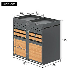 STILVORA Cache-poubelles double 120-240 L anthracite avec toit vegetal pas cher