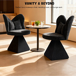 Avis STILVORA Chaise de coiffeuse pivotante noire en velours chenille, dossier papillon