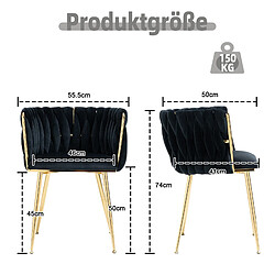 STILVORA Lot de 2 chaises de salle à manger en velours noir, pieds dorés pas cher