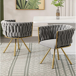 Avis STILVORA Lot de 2 chaises de salle à manger pivotantes en velours gris et or