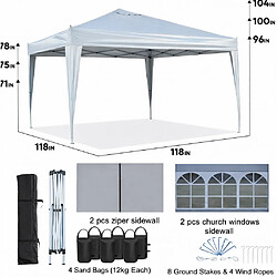 STILVORA Tente pliante 3 x 3 m noire avec côtés et sacs de sable pas cher