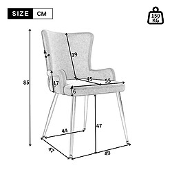 STILVORA Lot de 2 chaises de salle à manger velours gris, pieds métal argenté pas cher