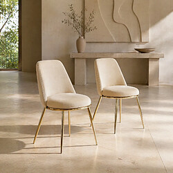 Avis STILVORA Lot de 2 chaises de salle à manger crème en velours, pieds dorés