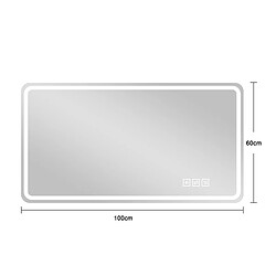 STILVORA Miroir mural LED salle de bain 100 x 60 cm argent antibuée pas cher