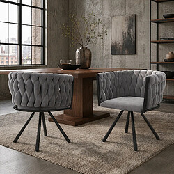 Avis STILVORA Lot de 2 chaises de salle à manger pivotantes en velours gris