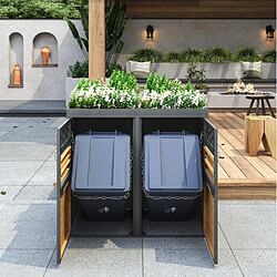 Acheter STILVORA Cache-poubelles double 120-240 L anthracite avec toit vegetal