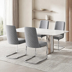 Acheter STILVORA Lot de 2 chaises de salle à manger en velours gris, pieds métalliques argentés