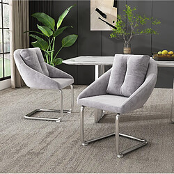 Avis STILVORA Lot de 2 chaises de salle à manger en velours gris avec accoudoirs