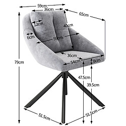 STILVORA Lot de 2 chaises de salle à manger pivotantes grises en velours pas cher