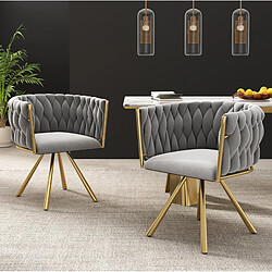 Acheter STILVORA Lot de 2 chaises de salle à manger pivotantes en velours gris et or