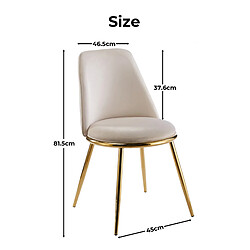 STILVORA Lot de 2 chaises de salle à manger crème en velours, pieds dorés pas cher