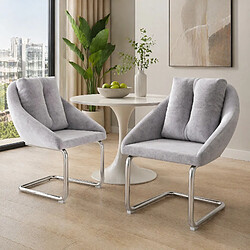 Acheter STILVORA Lot de 2 chaises de salle à manger en velours gris avec accoudoirs