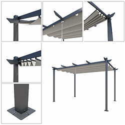 Acheter Aica Sanitaire Pergola autoportante 4 x 3m en aluminium - Toile rétractable tonnelle gris