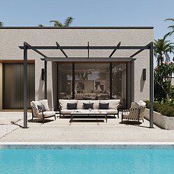 Aica Sanitaire Pergola autoportante 4 x 3m en aluminium - Toile rétractable tonnelle gris pas cher