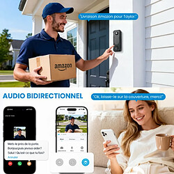 Avis Sonnette Sans Fil avec Caméra 2K– Carte 64G Offerte – IP65 Étanche, Détection PIR Humaine, Vision Nuit, Audio Bidirectionnel