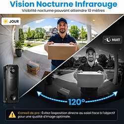 Acheter Sonnette Sans Fil avec Caméra 2K– Carte 64G Offerte – IP65 Étanche, Détection PIR Humaine, Vision Nuit, Audio Bidirectionnel