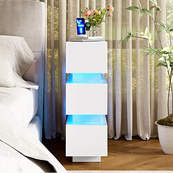 Acheter STILVORA Chevets blancs 20 x 40 x 59,5 cm, USB, LED, 3 tiroirs, lot de 2