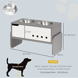 Avis STILVORA Station de repas surélevée réglable 2 gamelles inox 2 L grise