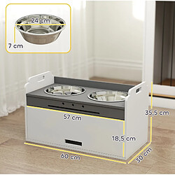 Avis STILVORA Station repas surélevée avec rangement, 2 bols inox 2,1 L, blanc