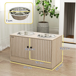 Avis STILVORA Station repas surélevée 2 gamelles inox, chêne, 60 x 30 cm