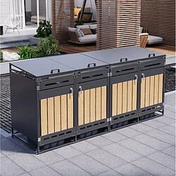 Acheter STILVORA Cache-poubelles 4 compartiments noir avec couvercles hydrauliques