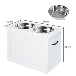 Acheter STILVORA Station repas surélevée blanche avec 2 bols inox 2 x 2000 ml