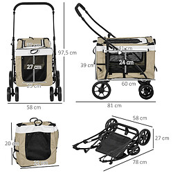 Acheter STILVORA Poussette pliable kaki pour animaux avec sac amovible, 81 x 58 x 97,5 cm
