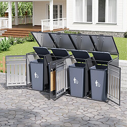 Avis STILVORA Cache-poubelles 4 compartiments noir avec couvercles hydrauliques