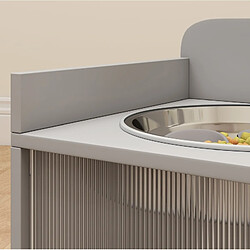 Avis STILVORA Station repas surélevée grise, 2 gamelles inox et rangement 60 cm