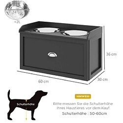 STILVORA Station repas surélevée 2 gamelles inox 2 L avec tiroir, noire pas cher