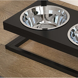 Avis STILVORA Station de repas réglable 2 gamelles inox 900 ml noir et argent