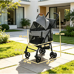 STILVORA Poussette 3 en 1 pour animaux gris pliable, cabine amovible pas cher