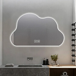 ByteLike Miroir LED Nuage 70x90cm Miroir de Salle de Bain LED Forme Nuage 70x90cm Miroir Argent HD 5mm Anti-buée 3 Couleurs d'Éclairage Variable Tactile