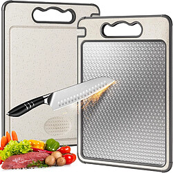 INF Planche à découper double face en acier inoxydable, 14.4 inch x 9.8 inch, qualité alimenta pas cher