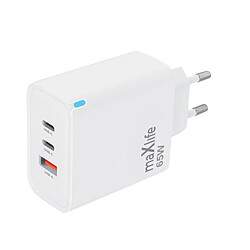 Acheter Maxlife Chargeur Secteur GaN 65W PD avec 2 USB-C 65W et 1 USB-A 36W Ultra-Rapide Blanc