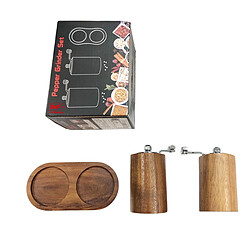 INF Ensemble de 2 moulins à poivre manuels couleur rétro avec base en acacia en forme de U pas cher