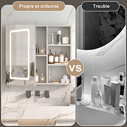 Avis Proximax Armoire Miroir Salle de Bain LED 60x60 cm avec Éclairage 3 Couleurs, Anti-Buée, Rangement Latéral, Miroir Mural Tactile