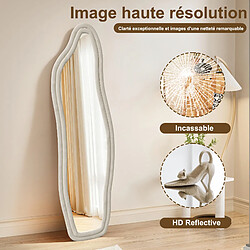 Avis Proximax Miroir pleine longueur 160x50 cm sur pied, cadre aluminium blanc, design nuage asymétrique moderne, miroir décoratif pour chambre, dressing et salon