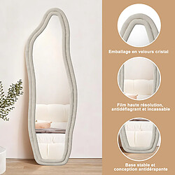 Acheter Proximax Miroir pleine longueur 160x50 cm sur pied, cadre aluminium blanc, design nuage asymétrique moderne, miroir décoratif pour chambre, dressing et salon
