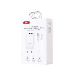 XO Chargeur Secteur Double Port USB-A 12W et Câble Micro-USB Universel Blanc pas cher