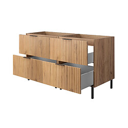 Avis 3XELIVING Meuble vasque, Chêne Craft, 120 (2 x 60 cm) x 77 x 46 cm, sans plan, pieds noirs
