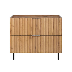 Avis 3XELIVING Meuble vasque, Chêne Craft, 80 x 77 x 46 cm, poign. argentée, pieds noirs, sans plan