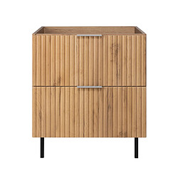 Avis 3XELIVING Meuble vasque, Chêne Craft, 60 x 77 x 46 cm, poign. argentée, pieds noirs, sans plan