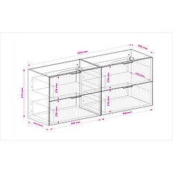 Acheter 3XELIVING Meuble vasque, Chêne Craft, 120 (2 x 60 cm) x 77 x 46 cm, sans plan, pieds noirs